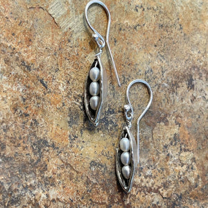 Sterling Silver Three Peas in a Pod Pearl Earrings