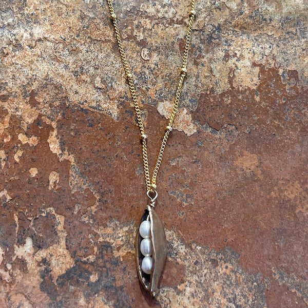 Handmade 14K Gold Filled Three Peas in a Pod Pearl Necklace