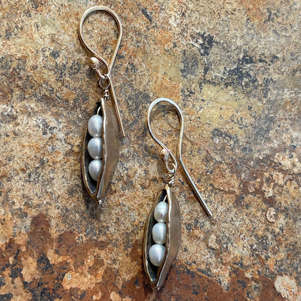 Bronze Three Peas in a Pod Pearl Earrings with 14K Gold fill Ear Wire