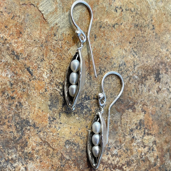 Sterling Silver Three Peas in a Pod Pearl Earrings