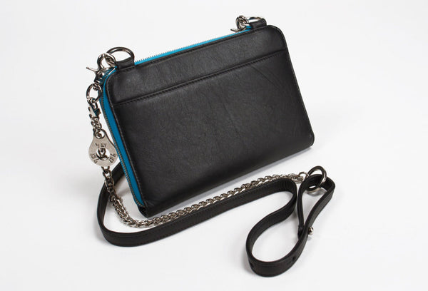 Cross Body Chain Zip Around Wallet Purse with Graffiti Printed Leather